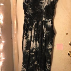 Strap less tie die jumpsuit with pockets
